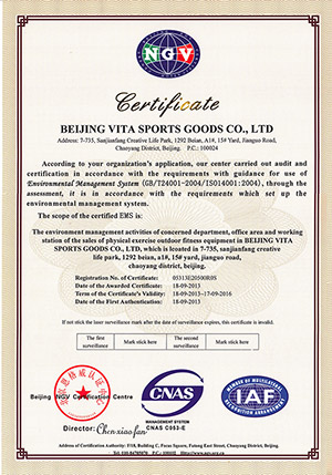 威踏體育用品英文I4001證書